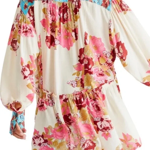 Free People Brunch A Bunch Boho Tunic Shirt in Light Combo Oversized Size Small - Picture 5 of 8
